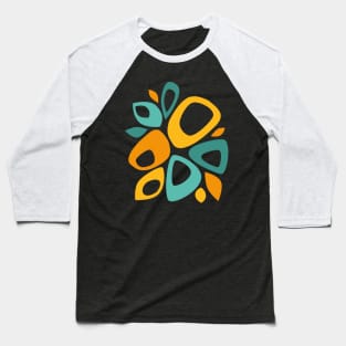 Mid Century Modern Abstract Teal, Marigold and Mustard Baseball T-Shirt